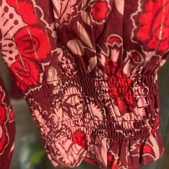 Floral Red  and Pink Blouse - Picture 3 of 3